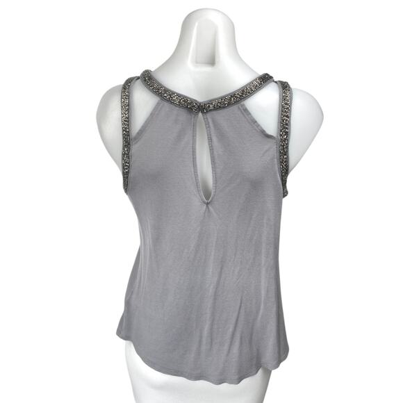 Express Gray Beaded Jeweled Rhinestone Sleeveless Cami Blouse Tank Top Size S - Picture 2 of 6